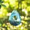 Glitzhome® 6.75" Blue Dots Glass Water Drop Hanging Bird Feeder